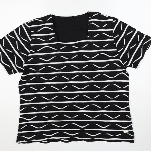Tigi Womens Black Scoop Neck Geometric Cotton Pullover Jumper Size 18 - Size 18-20
