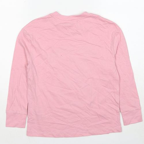 Marks and Spencer Girls Pink Cotton Basic T-Shirt Size 8-9 Years Round Neck Pullover - All Aboard The Disco Express Santa Claus