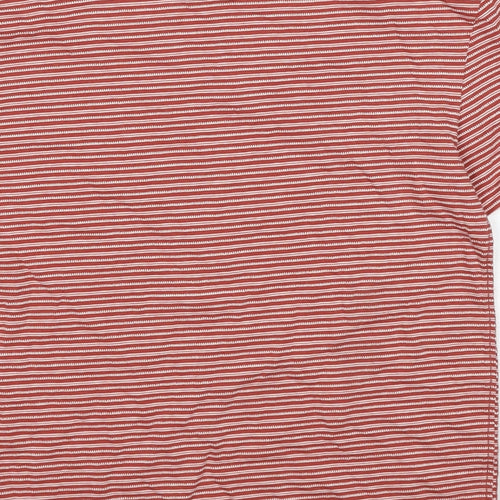 Marks and Spencer Boys Red Striped Cotton Basic T-Shirt Size 9-10 Years Round Neck Pullover