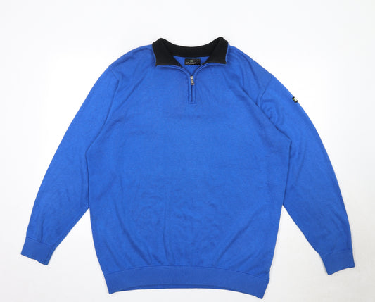 Stuburt Mens Blue Mock Neck Acrylic Pullover Jumper Size XL Long Sleeve