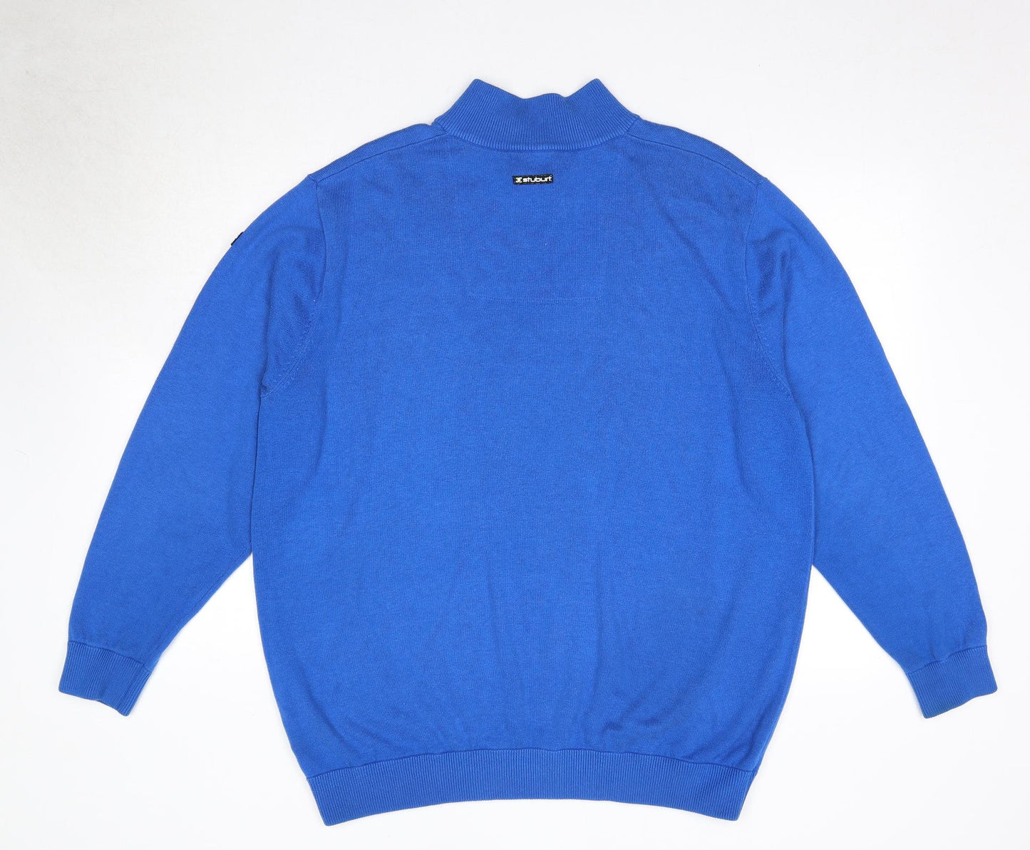 Stuburt Mens Blue Mock Neck Acrylic Pullover Jumper Size XL Long Sleeve