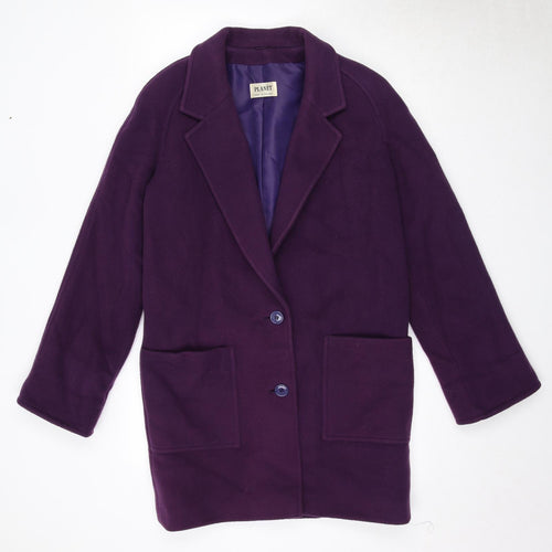 Planet Womens Purple Overcoat Coat Size 10 Button