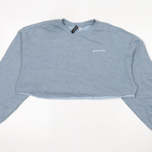 H&M Womens Blue Cotton Pullover Sweatshirt Size M - Grateful & Honest, Cropped