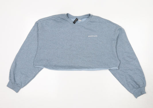 H&M Womens Blue Cotton Pullover Sweatshirt Size M - Grateful & Honest, Cropped