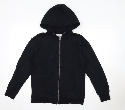 Marks and Spencer Boys Black Cotton Full Zip Hoodie Size 12-13 Years Zip