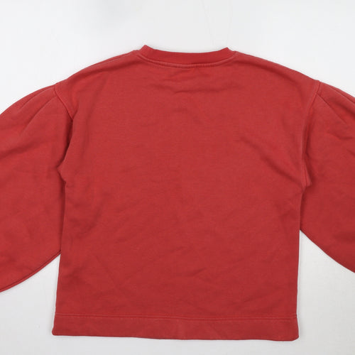 Zara Womens Red Cotton Pullover Sweatshirt Size S