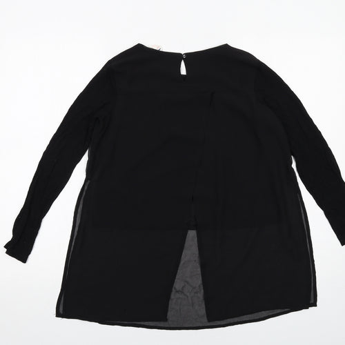 H&M Girls Black Polyester Basic Blouse Size 12-13 Years Round Neck Buckle