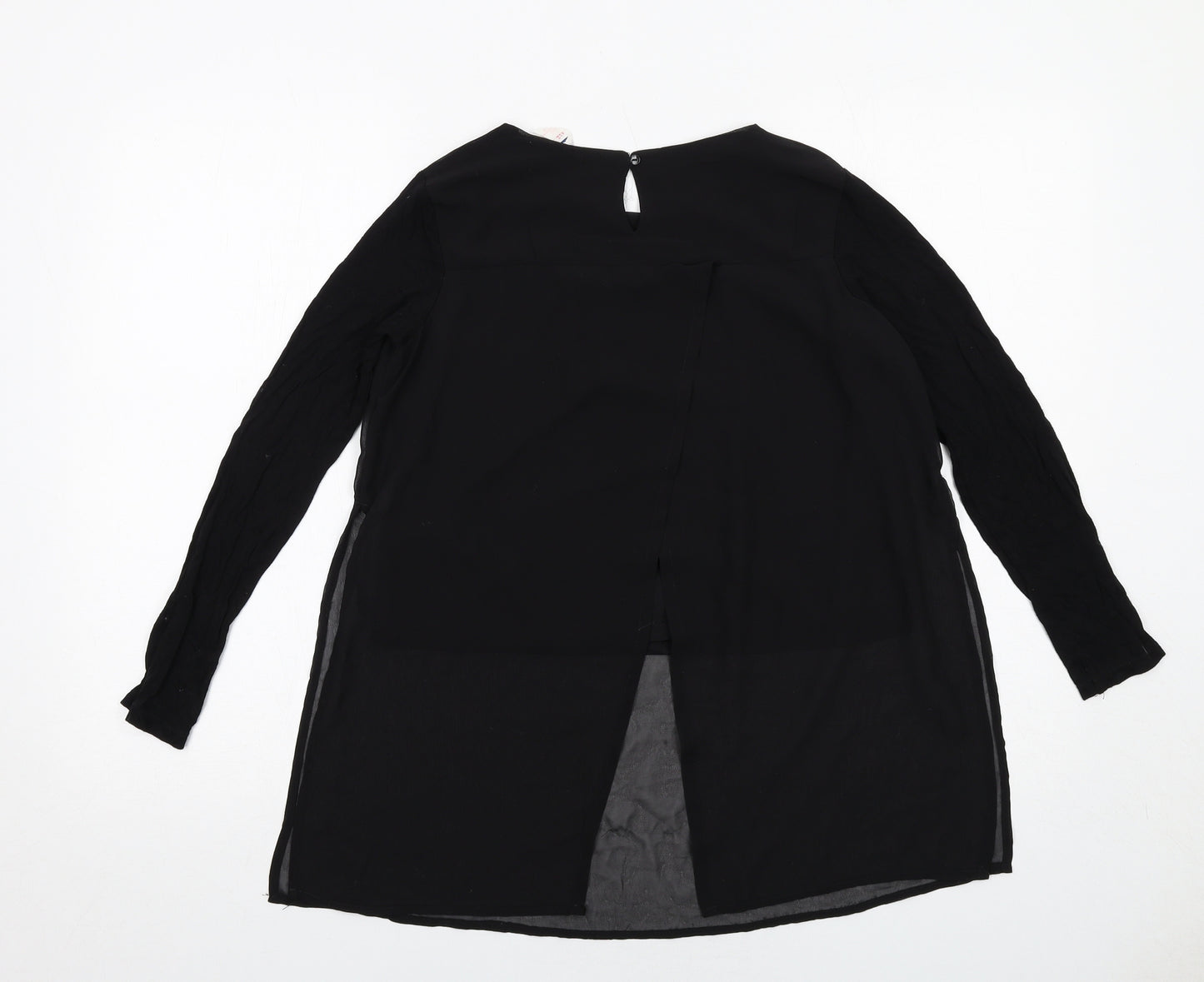 H&M Girls Black Polyester Basic Blouse Size 12-13 Years Round Neck Buckle