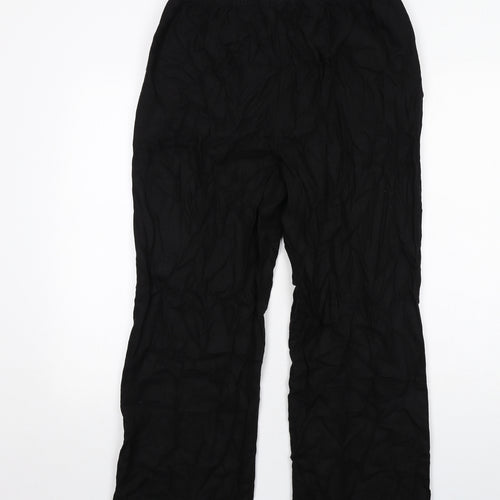 Bonmarché Womens Black Linen Trousers Size 14 Regular Drawstring