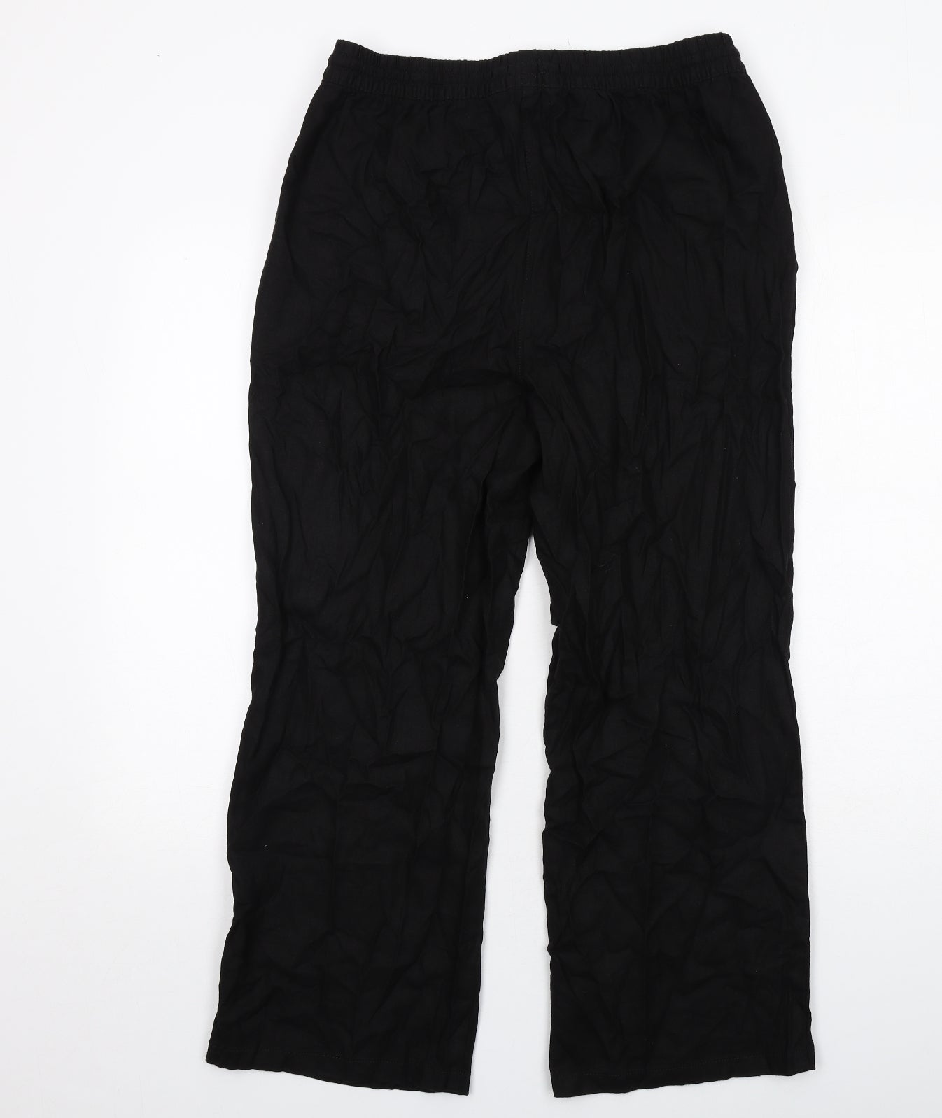 Bonmarché Womens Black Linen Trousers Size 14 Regular Drawstring