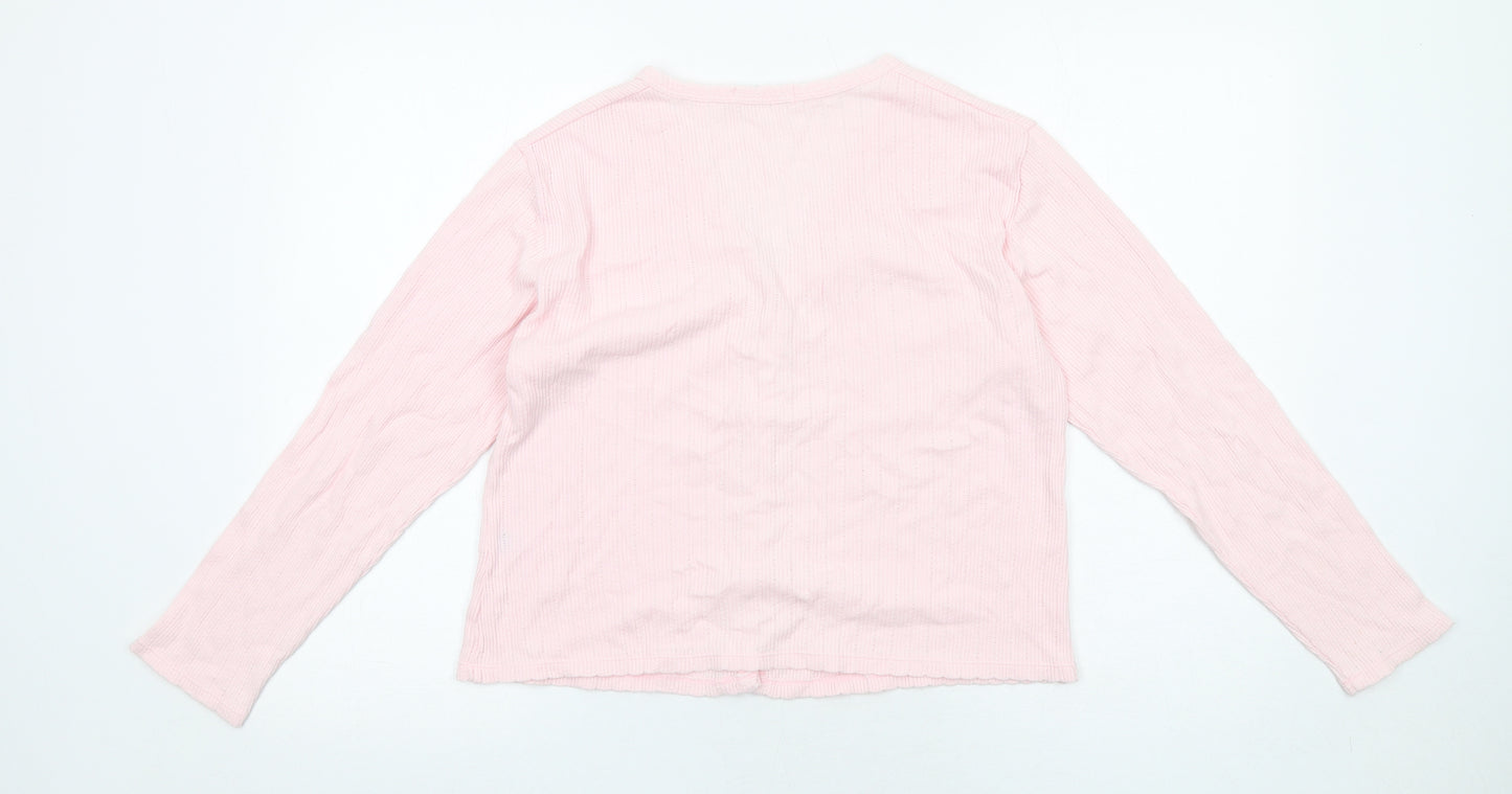 Marks and Spencer Womens Pink V-Neck Cotton Cardigan Jumper Size 12