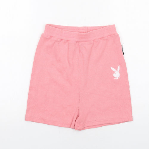 Missguided Womens Pink Polyester Sweat Shorts Size 10 Regular Pull On - Playboy