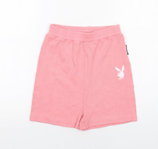 Missguided Womens Pink Polyester Sweat Shorts Size 10 Regular Pull On - Playboy