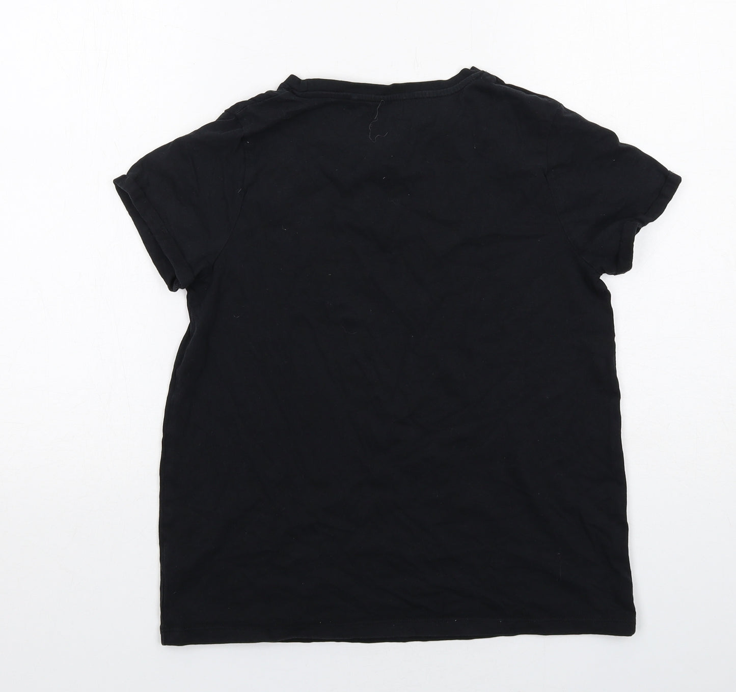 NEXT Boys Black Cotton Basic T-Shirt Size 14 Years Round Neck Pullover