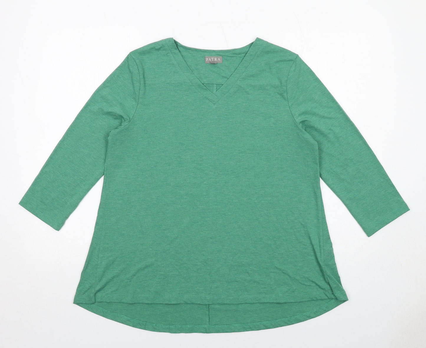 Patra Womens Green Viscose Tunic T-Shirt Size L V-Neck