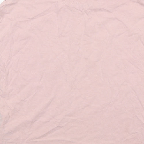 Marks and Spencer Girls Pink Cotton Basic T-Shirt Size 8-9 Years Round Neck Pullover - Unstoppable
