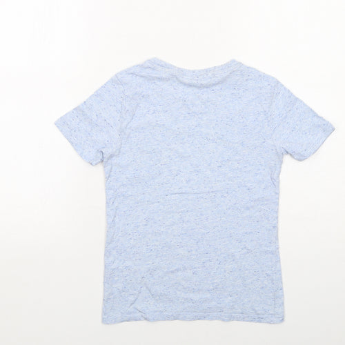 H&M Boys Blue Cotton Basic T-Shirt Size 8-9 Years Round Neck Pullover - Im Jawsome