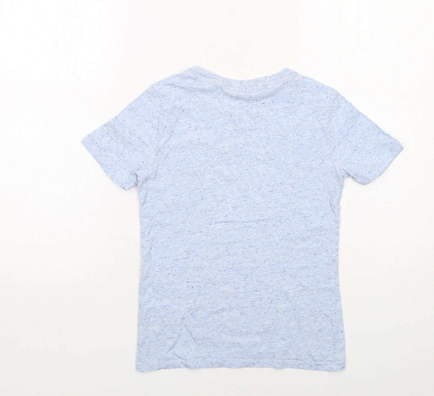 H&M Boys Blue Cotton Basic T-Shirt Size 8-9 Years Round Neck Pullover - Im Jawsome