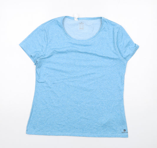 DECATHLON Womens Blue Polyester Basic T-Shirt Size L Round Neck Pullover