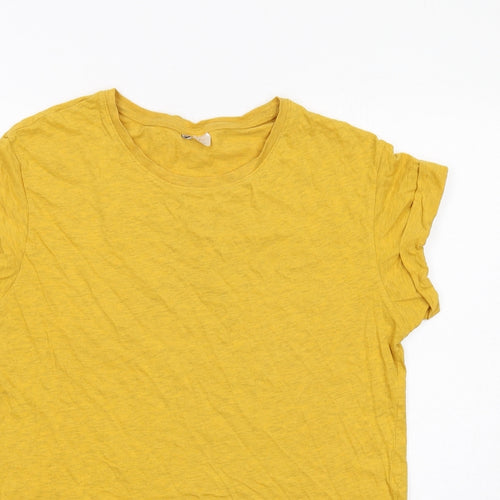 H&M Mens Yellow Cotton T-Shirt Size S Round Neck