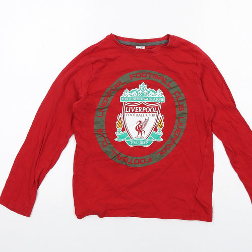 Liverpool FC Boys Red Cotton Basic T-Shirt Size 10-11 Years Round Neck Pullover