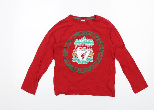 Liverpool FC Boys Red Cotton Basic T-Shirt Size 10-11 Years Round Neck Pullover