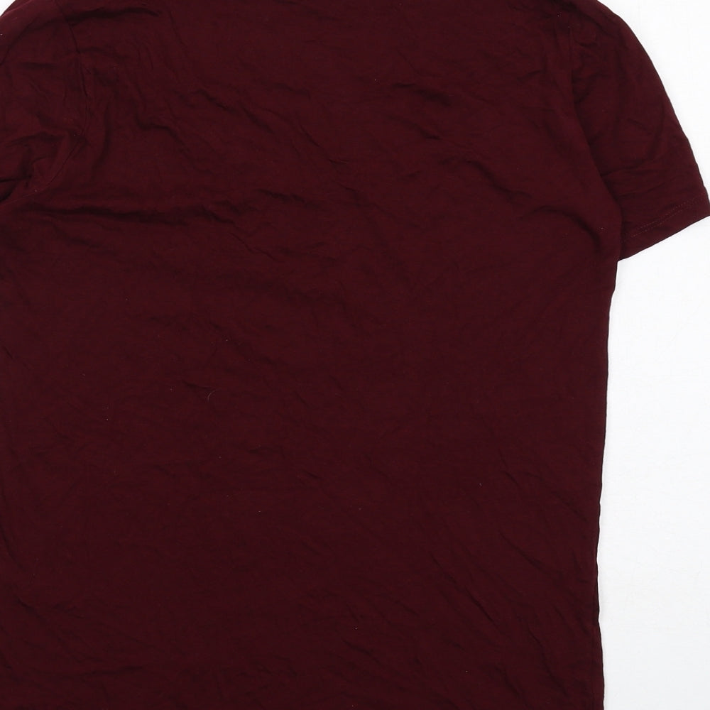 New Look Womens Purple Cotton Basic T-Shirt Size 14 V-Neck