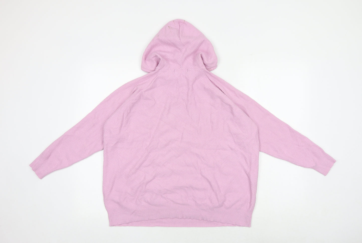 Marks and Spencer Womens Pink Viscose Pullover Hoodie Size L Pullover - Waffle Texture
