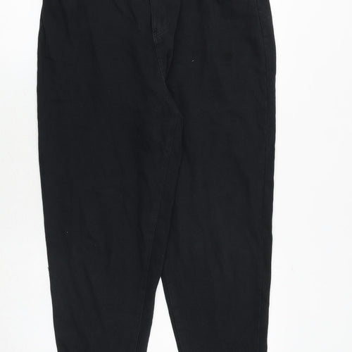 Per Una Womens Black Cotton Tapered Jeans Size 14 Regular Zip