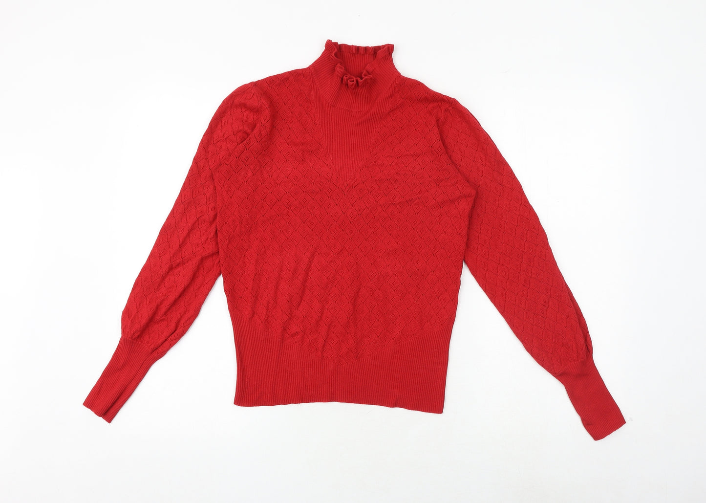NEXT Womens Red High Neck Viscose Pullover Jumper Size 8
