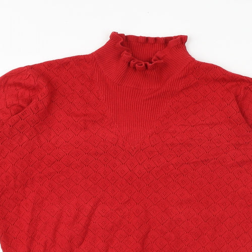 NEXT Womens Red High Neck Viscose Pullover Jumper Size 8