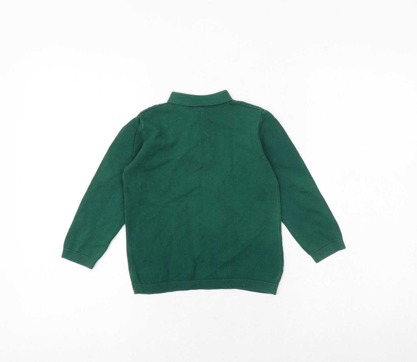 NEXT Boys Green Collared 100% Cotton Pullover Jumper Size 2-3 Years Button