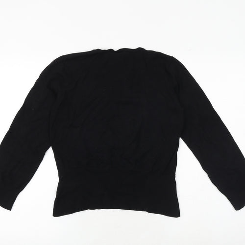 Nightingales Womens Black V-Neck Viscose Pullover Jumper Size 12