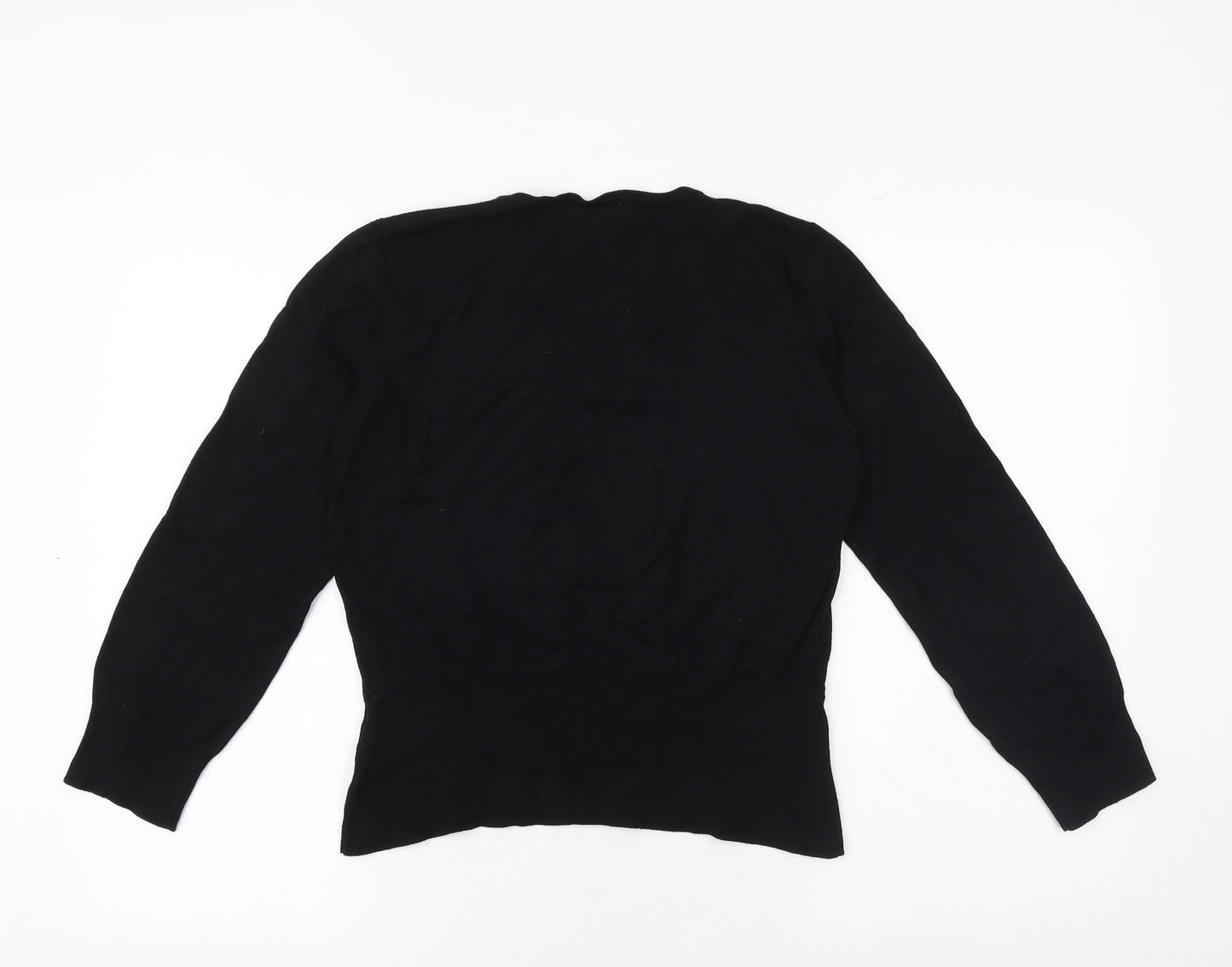 Nightingales Womens Black V-Neck Viscose Pullover Jumper Size 12