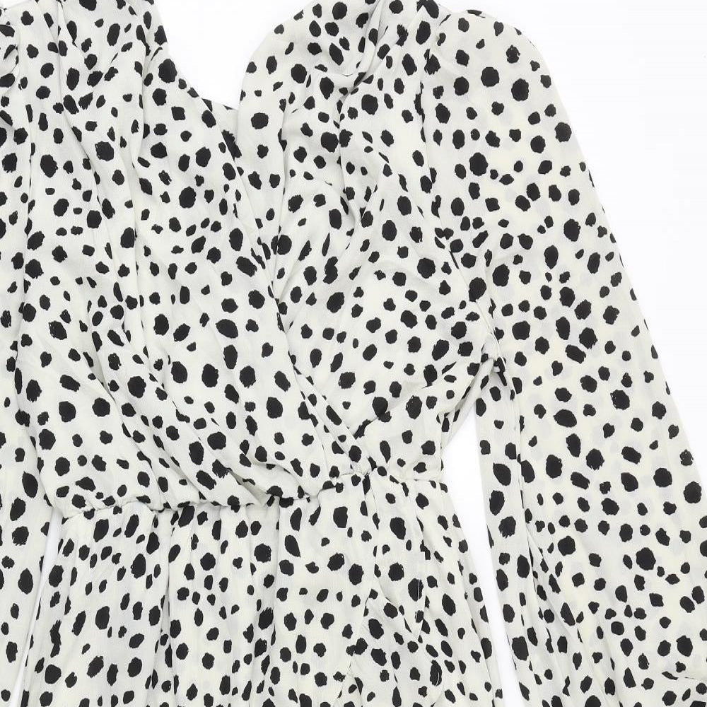 Nasty Gal Womens Beige Animal Print Polyester A-Line Size S V-Neck Pullover - Wrap Style