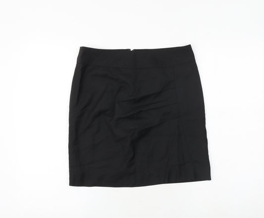 Soaked in Luxury Womens Black Polyester A-Line Skirt Size S Zip