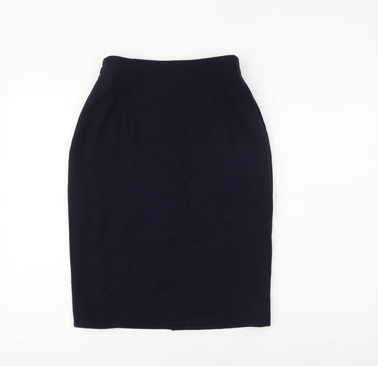 Jaeger Womens Blue Wool A-Line Skirt Size 10 Zip