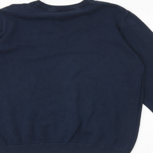 Marks and Spencer Boys Blue V-Neck 100% Cotton Pullover Jumper Size 11-12 Years Pullover