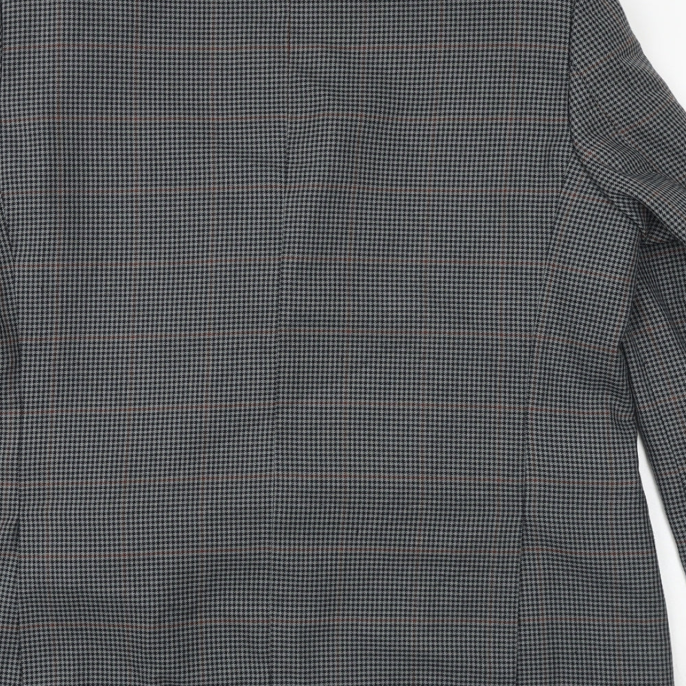 Carabou Mens Grey Geometric Polyester Jacket Suit Jacket Size 46 Regular