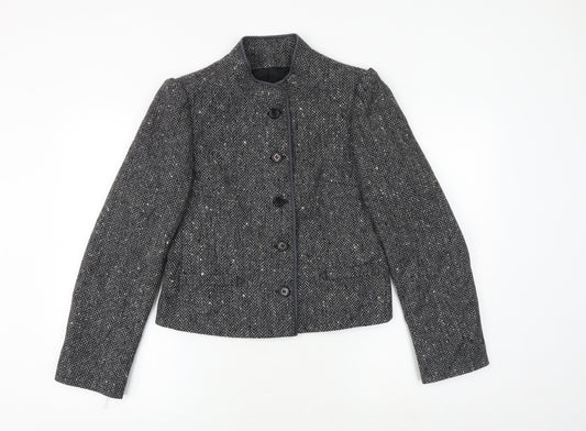 Dorene Womens Grey Geometric Jacket Blazer Size 14 Button