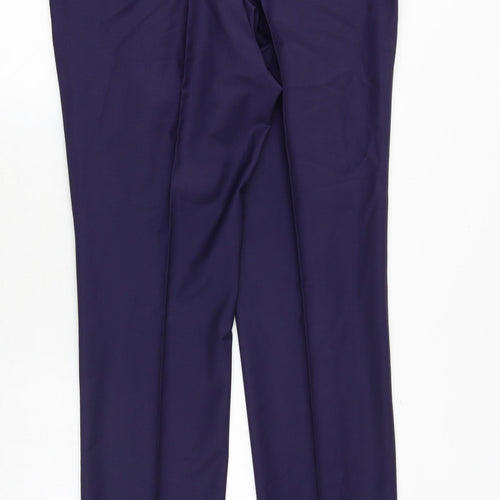River Island Mens Purple Polyester Trousers Size 36 in L32 in Regular Zip
