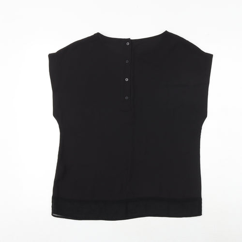 Dorothy Perkins Womens Black Polyester Basic T-Shirt Size 10 Round Neck