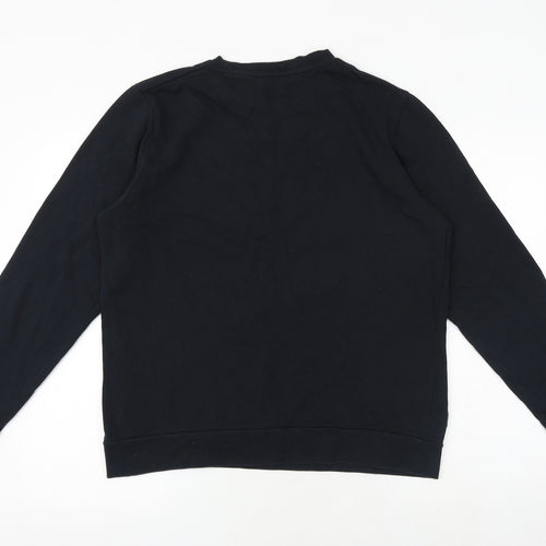 Threadbare Mens Black Cotton Pullover Sweatshirt Size L - Unisex Sleigh Bells Bling