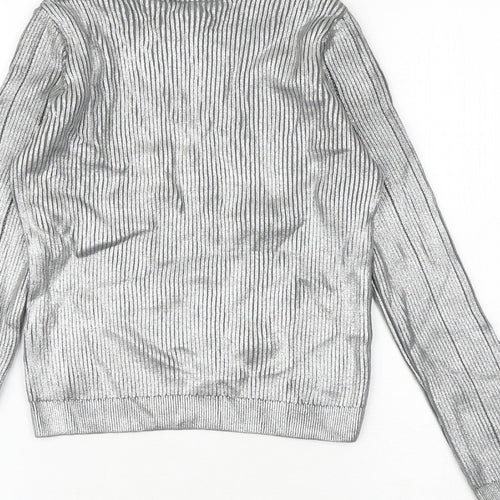 Topshop Womens Silver Round Neck Acrylic Pullover Jumper Size 8