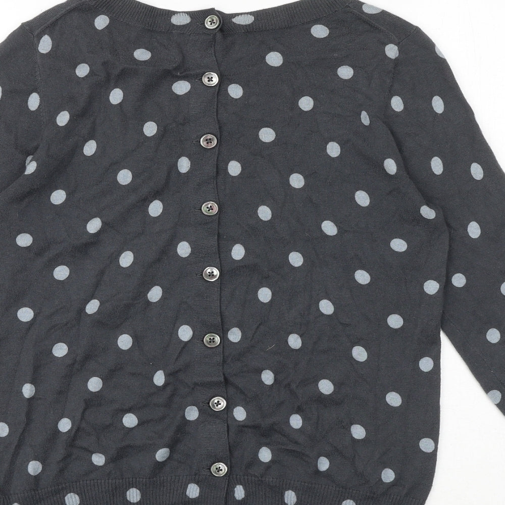 Boden Womens Grey Round Neck Polka Dot Cotton Pullover Jumper Size 10