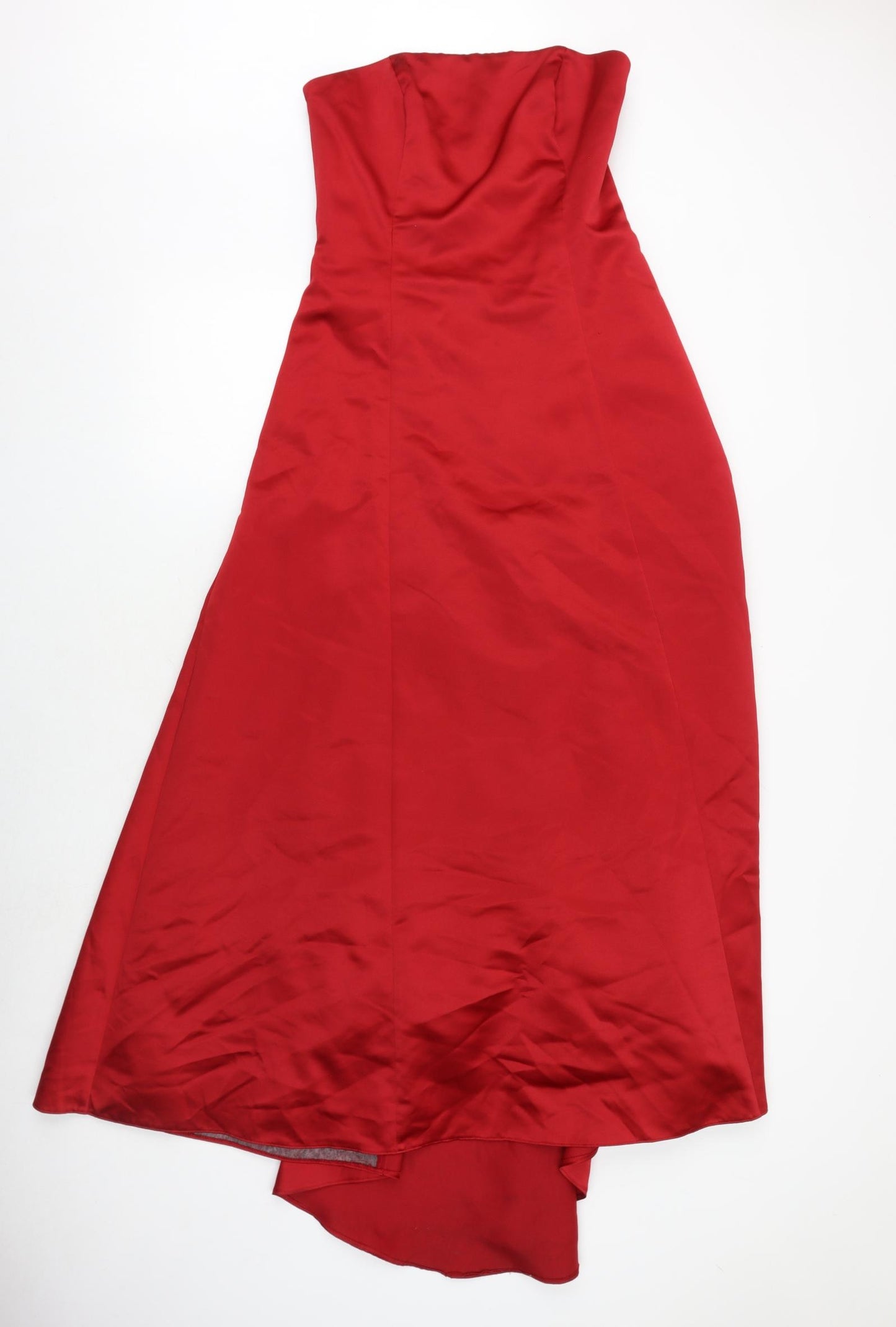Debut Womens Red Polyester Ball Gown Size 10 Off the Shoulder Zip