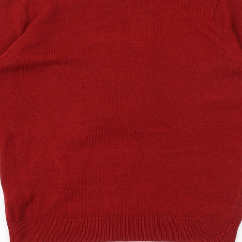 NEXT Mens Red Round Neck Acrylic Pullover Jumper Size S Long Sleeve - Rein-Beer