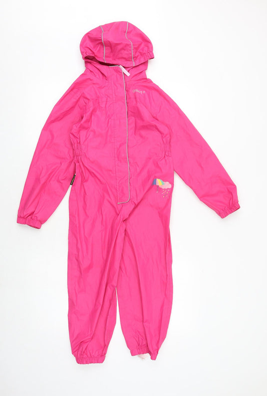 Gelert Girls Pink Rain Coat Snowsuit Size 5-6 Years Zip - Puddle Suit