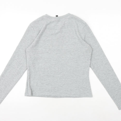 H&M Womens Grey Polyester Basic T-Shirt Size M Round Neck