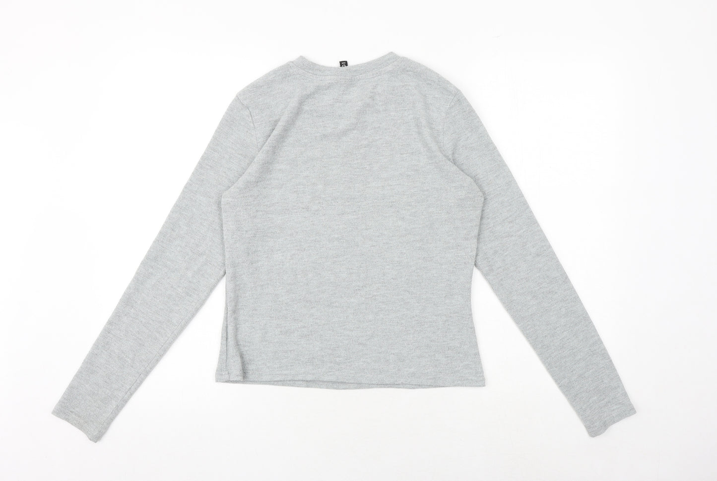 H&M Womens Grey Polyester Basic T-Shirt Size M Round Neck